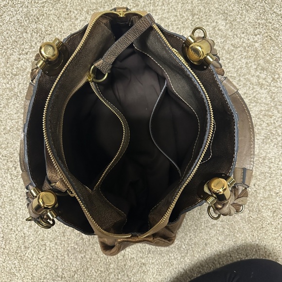 Chloe Heloise Satchel Leather Handbag Dark Metallic EUC Authentic - Picture 13 of 16